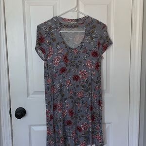 floral t-shirt dress with cutout
